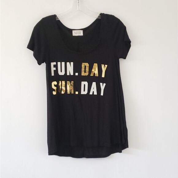Love Vintage Fun Day Sunday Swing T-shirt Black Metallic Text Small - Picture 1 of 7